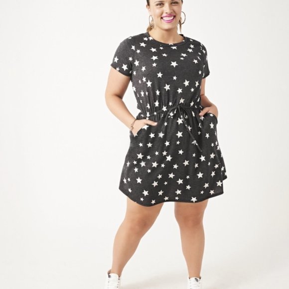 Dia & Co Dresses & Skirts - Meri Sky Dia & Co 5x Plus Size Dress Short Sleeve Star Print Patriotic Knit